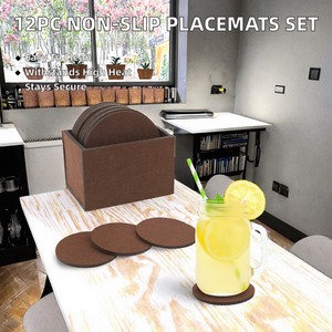 12 pièces de sets de table nordiques écologiques antidérapants résistants à la chaleur lavables, sous-verres en verre et feutre avec boîte de rangement - Product Image 2