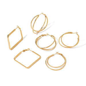 Wholesale Bulk 316L Stainless Steel 14k 18k Gold Plated Fine Jewelry Fashion Hoop Exaggerated Light Big <b>Large</b> Earrings for Women - Product Image 4