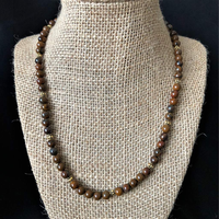 Collier de perles rondes épaisses en pierre naturelle pour homme, style occidental, luxe discret, mat, à rayures, en pierres précieuses, idéal pour un cadeau - Meilleures ventes