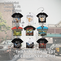 T-shirt pour homme en coton tissé 100% 280g, coupe ample avec motif vintage, motif 'That's Awful Lot Cough Syrup'