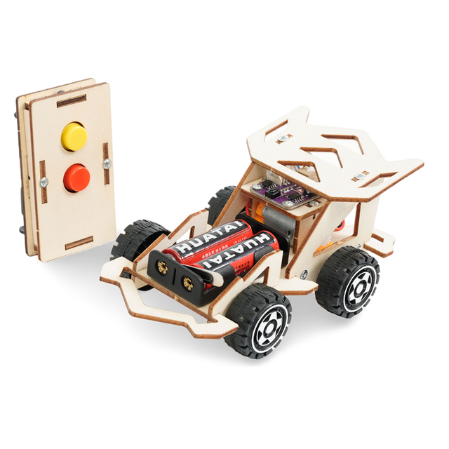 School Student STEM Science Educational Kits Wireless Remote Control Racing Car Wooden Car Vehicle Model Assembly RC Toys