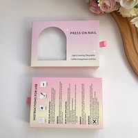 Boîte d'emballage en papier pour faux ongles carrés, nouveau design, avec fenêtre transparente en PVC, présentoir de luxe pour ongles à presser, logo personnalisé, vente en gros