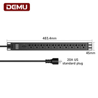 Unité de distribution d'alimentation PDU, 10 prises standard US, interrupteur de surcharge, 20A 2500W, 19 pouces 1U pour centre de données, FCC ETL