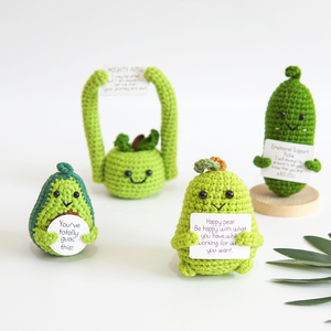 فواكه إيجابية مضحكة ، مخلل دعم عاطفي ، دمية كروشيه ديكور منزلي لطيف لعبة محبوكة مع بطاقة ، رفع معنويات هدايا عيد الميلاد - Product Image 1