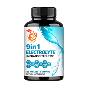 ODM OEM Comprimés d'hydratation électrolytique 9-en-1 Chlorure de sodium pour adultes - Suppléments naturels à base de plantes pour améliorer les performances - Product Image 1