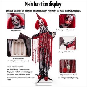 Estatua de Payaso Brillante Activada por Movimiento con Cuchillo de <span class=keywords><strong>Carnicero</strong></span>, Decoración Aterradora para Casa Embrujada de <span class=keywords><strong>Halloween</strong></span> - Product Image 3