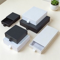 Boîte à tiroir, boîte cadeau, neutre, polyvalente, noire nacrée, en carton rigide, rectangulaire, personnalisable, boîte d'emballage à tiroir, en stock