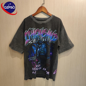 QZFSO Personalización de fábrica lavado ácido 100% algodón camisetas personalizadas DTG impresión Logo Tee Boxy enorme gráfico camisetas para hombres - Product Image 1