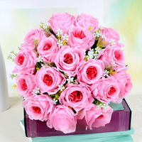 Künstlicher Seidenrosen-Brautstrauß Handgehaltenes Blumenarrangement 18 Europäische Rosen Hochzeits-Schlafzimmer-Deko Wiederverwendbar Recycelbar