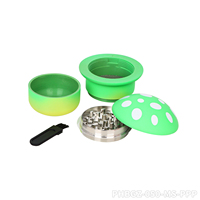 Puff Puff Pass Brand Series Broyeur de cigarettes en plastique en alliage de zinc à 4 couches Rainbow Color Spray Paint Frosted Champignon