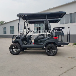 Sleek <b>Black</b> Utility Golf Vehicle All Terrain Deep Tread Tyres <b>Wrapped</b> Leather Seats Country Club Shuttle Car - Product Image 6