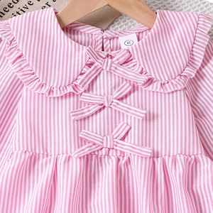 Trajes para Niñas, Ropa Infantil, Nuevo Estilo Coreano de Otoño, Blusa de Manga Larga con Cuello de Muñeca, Pantalones a Rayas - Product Image 3
