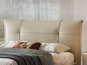 Lit minimaliste italien <span class=keywords><strong>Miranda</strong></span> en cuir véritable avec éclairage, garniture élégante et chic, lit flottant de 1,8 m - Product Image 3