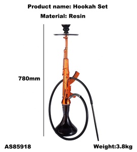 2024 nóng bán sheesha Shisha vàng đen <span class=keywords><strong>AK</strong></span> 47 loại súng hình dạng hooka Shisha nước ống hút AK47 hookah - Product Image 2