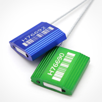 Scellé de sécurité mécanique personnalisé AH-CS001 avec logo et code-barres, anti-effraction, certifié ISO pour conteneurs et marchandises