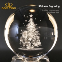 Boule de cristal personnalisée pour arbre de Noël, sphère gravée au laser avec base, nom et date personnalisés, souvenir de vacances, boîte cadeau, vente en gros