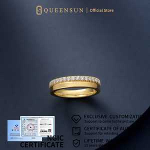 Bague de mariage en or massif 18 carats 4 mm à <span class=keywords><strong>bordure</strong></span> étagée, diamant de laboratoire, micro demi-éternité à crête <span class=keywords><strong>plate</strong></span>, bijoux de mariée modernes et minimalistes - Product Image 5