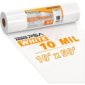 White <b>Plastic</b> Sheeting 10 Mil 10' x 50' Crawl Space Vapor Barrier - Product Image 1