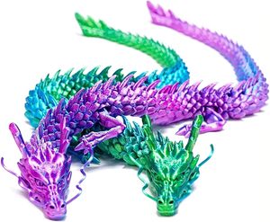 Dragón Articulado Impreso en 3D - Juguete Flexible con Diseño de Dragón, Impresión 3D en Morado e Iridiscente Azul, Decoración Genial para Escritorio y Regalo Único - Product Image 3