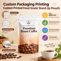 Sachet Doypack refermable de qualité alimentaire en Mylar avec fenêtre transparente pour snacks, aliments pour animaux, grains de café, poudre de café, emballage personnalisé avec logo