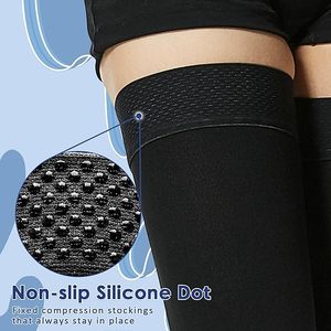 Unisex 20-30 MmHg <span class=keywords><strong>calze</strong></span> a compressione medicali a punta aperta coscia <span class=keywords><strong>calze</strong></span> alte a sostegno graduato vene Varicose Edema volo - Product Image 4