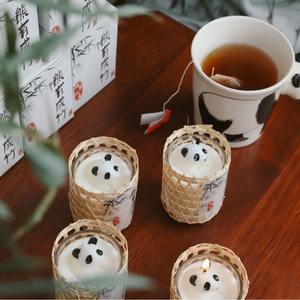 Nuevo estilo chino, vela perfumada de Panda tejida de bambú, accesorios para fotos, creador de ambiente para el hogar, regalo de cumpleaños, regalo creativo para Festival - Product Image 2