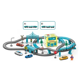 新产品铁路电力城际列车套装diy赛道玩具赛车声音HC494088