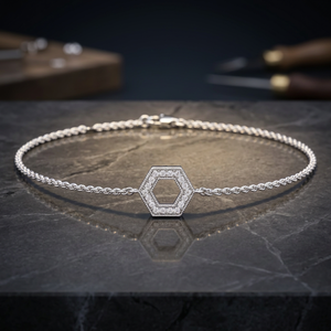 Bracelet en or blanc avec diamants ronds, bijoux fins de luxe pour femmes, bijoux de mariage, cadeau élégant - Product Image 2