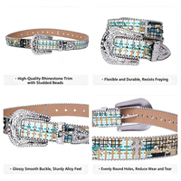 Vintage Gürtel mit Legierungsschnalle, PU-Leder, Amerikanischer Leopardenmuster, Strass, Vollbesetzt mit Diamanten, Western-Denim-Stil, Hochwertiger Damen-Taillengürtel