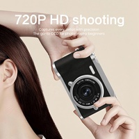 Cámara Retro para Niños con Zoom Digital 16X, Gran Angular de 180°, 48MP CMOS, Full HD 4K, Pantalla IPS de 2.4 Pulgadas, MP3, Juegos, MicroSD, Lentes Dobles