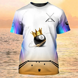 Camiseta de Billar S.Q.F Crown 8 Ball/Snooker King, Estilo Vintage, Casual, Deportiva, Transpirable, Manga Corta, 100% Poliéster, Secado Rápido - Product Image 6