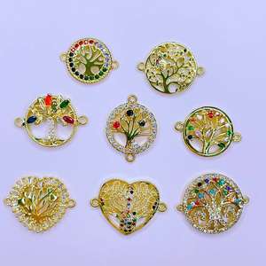 5 шт./упаковка, оптовая продажа, модные ювелирные изделия «DIY», золотое покрытие, фианит, микро-проложенный латунный коннектор и 1/1 петля, 1866521 - Product Image 2