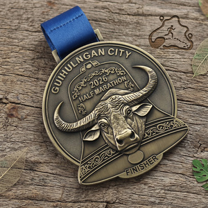 Medallas de Metal de Aleación de Zinc Chapadas en <span class=keywords><strong>Latón</strong></span>, Grabadas en 3D con Búfalo Acuático, Premio para Carreras, Medallas de Medio Maratón para Eventos de Carrera - Product Image 4