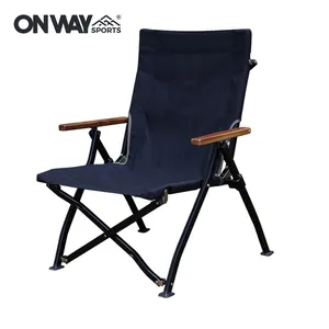 Outdoor Aluminum Folding Beach Chair Camping Chair in Black Color