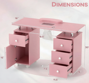 Table de manucure mobile avec roulettes, bureau de manucure mobile pour salon de manucure professionnel, spa et usage domestique - Product Image 4