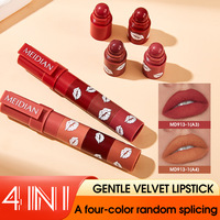 Juego de 4 Labiales Mate de Terciopelo de Larga Duración, Resistentes al Agua, Antiadherentes, en Tonos Nude y Rojos, con Logotipo Personalizado, Marca Privada OEM