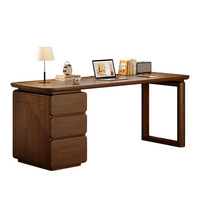 Premium bureau van massief hout met boekenplank en opberglades voor thuiskantoor of slaapkamer.