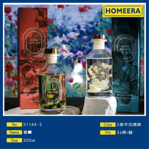 Diffusore di Aroma in vetro da 200ml con fiori eterni due colori miste confezione da 36 bottiglie Per scatola e spina Per hotel - Product Image 1