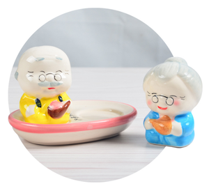 Secoueur de sel et de poivre, en céramique, pour <span class=keywords><strong>couple</strong></span> âgé, mariée et marié - Product Image 2