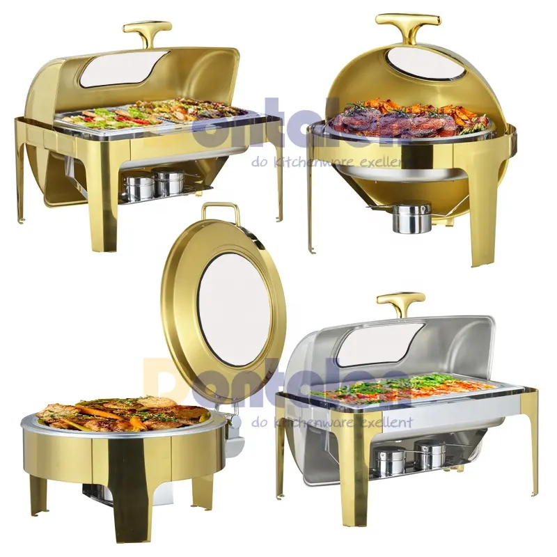 Prachtig Ander Hotel & Restaurant Levert Gouden Buffetuitrusting Chafing Food Warmer