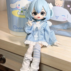 OB11 <strong>Doll</strong> Clothes Blue Maid Nurse Uniform Girl Bow Dress And Socks Handmade Ornaments Toys <strong>Dolls</strong> Clothes - Product Image 4