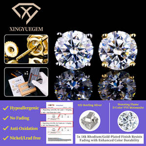 Pendientes de tuerca con cierre de rosca de plata de ley 925 con diamantes de moissanita VVS para hombre y mujer, joyería de hip hop, venta al por mayor de fábrica OEM y ODM - Product Image 2