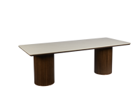 Table à manger extensible moderne en pierre frittée de style nordique, base en chêne blanc, bord biseauté, gain de place, écologique, mobilier d'hôtel