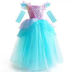 Gaun Pesta Tema Bayi, Kostum Cosplay Putri Duyung Kecil Halloween untuk Anak Cewek