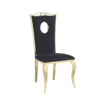 Chaise de salle à manger en velours à dossier haut, design cercle creux, avec piètement en acier inoxydable poli antirouille, chaise d'appoint confortable et courbée pour projets hôteliers