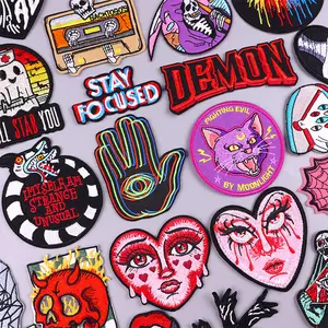 Custom Punk/Horror Embroidered Patch Iron On Patches For Clothing DIY Sewing Applique Factory Price