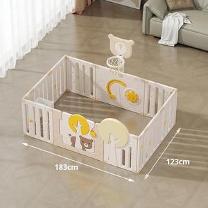 Parc de jeu multifonctionnel en plastique pour bébé avec balançoire, mobilier de jeu modulaire à thème dessin animé - Product Image 1
