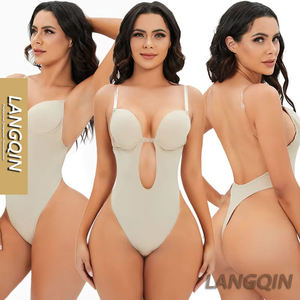 Body de mujer con espalda descubierta en U, tipo tanga, de nailon transpirable y fino, con control firme, invisible, con efecto de realce y soporte para vestido - Product Image 1