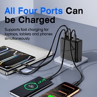 Chargeur de voyage GaN 4-en-1 100W avec câble USB-C rétractable, chargeur mural multiport à prise pliable pour les voyages d'affaires