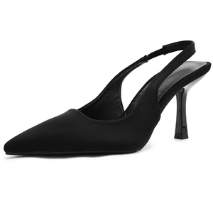 Nuevos Zapatos de Tacón Alto Negros Estilo Francés con Punta Cerrada y Tira Trasera Abierta, Tallas Grandes para Mujer - Product Image 6